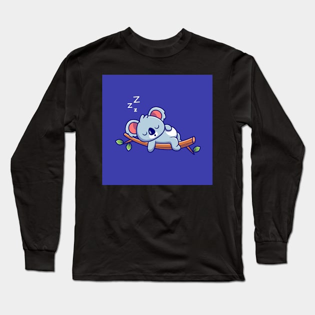 cute-koala-sleeping-tree-cartoon-animal-nature-icon-concept-isolated-flat-cartoon-style Long Sleeve T-Shirt by zwestshops